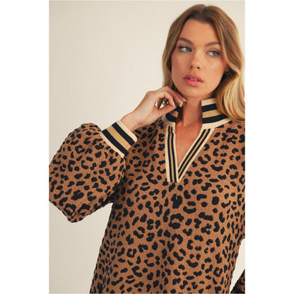 The Jordan Leopard Textured Rib Collar Dress