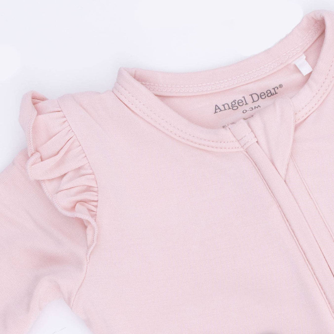 Angel Dear Solid Lotus — 2 Way Ruffle Sleeve Zipper Footie