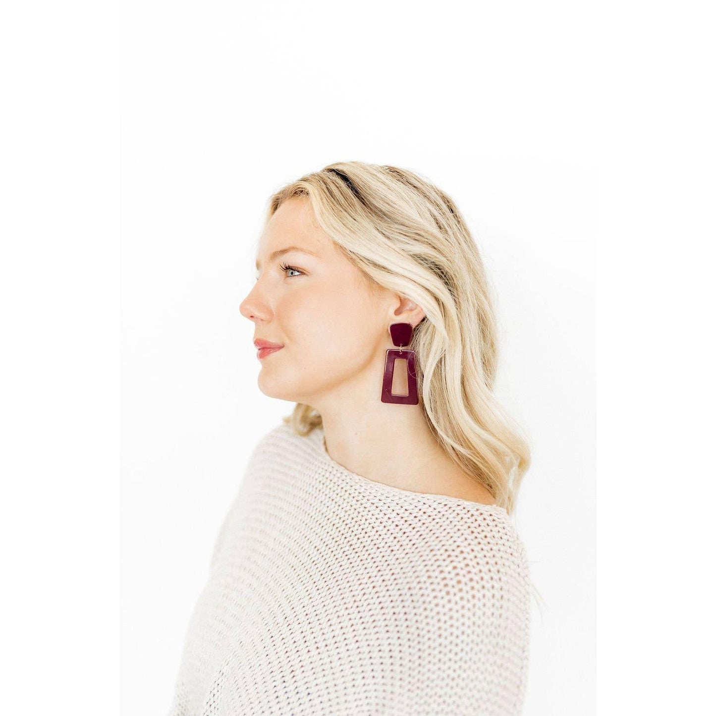 Kennedy Statement Earrings - Maroon
