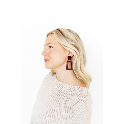 Kennedy Statement Earrings - Maroon