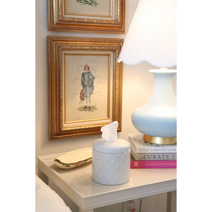 The Chloe Scalloped Ceramic Tissue Box Cover – Decorative Floral Vessel