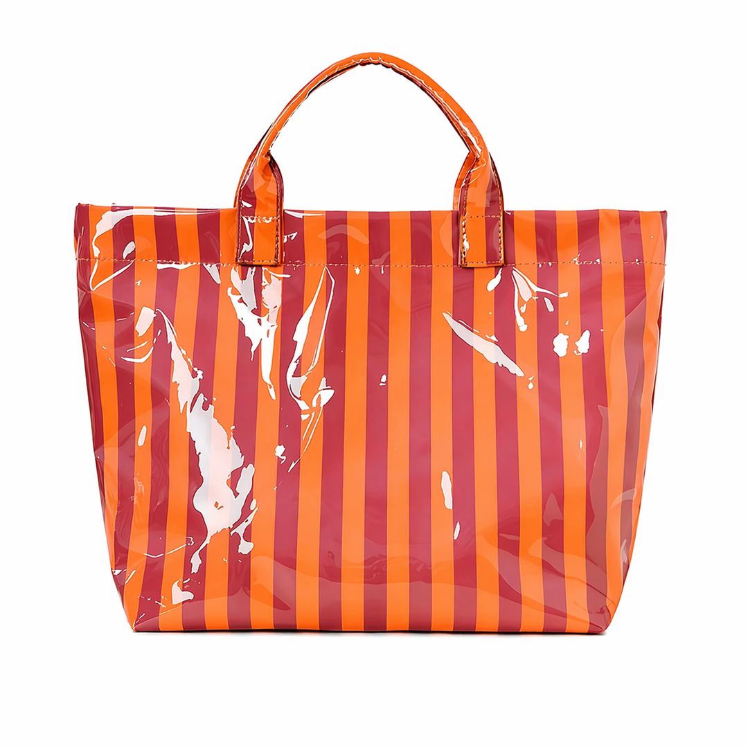 Preppy Pool Tote Bag Striped Vinyl Beach Tote
