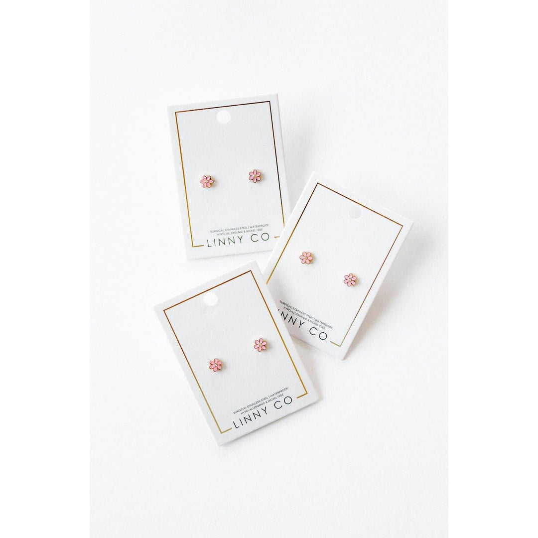 Screwback Stud Earrings - Alli Pink