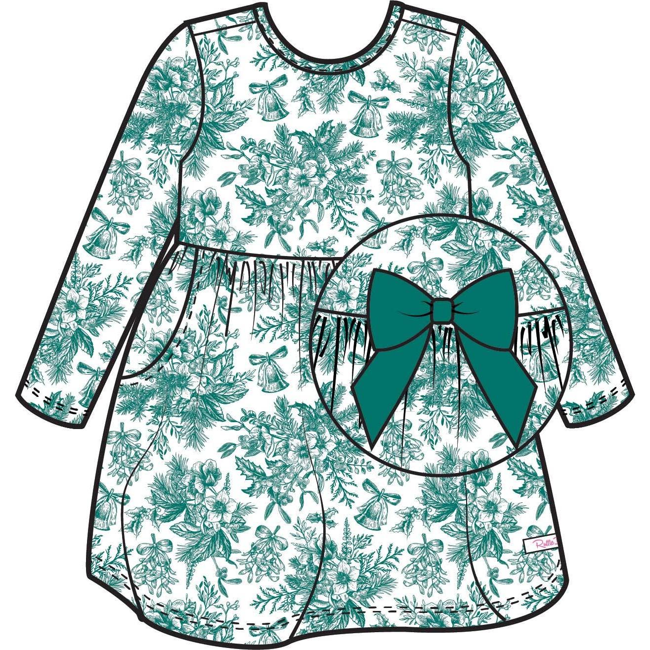 Girls Green Jingle Toile the Way Knit Long Sleeve Twirl Dress