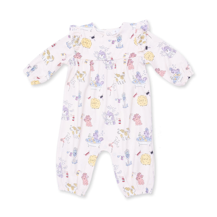 Angel Dear Spa Dogs Ruffle Sleeve Snap Romper Pink