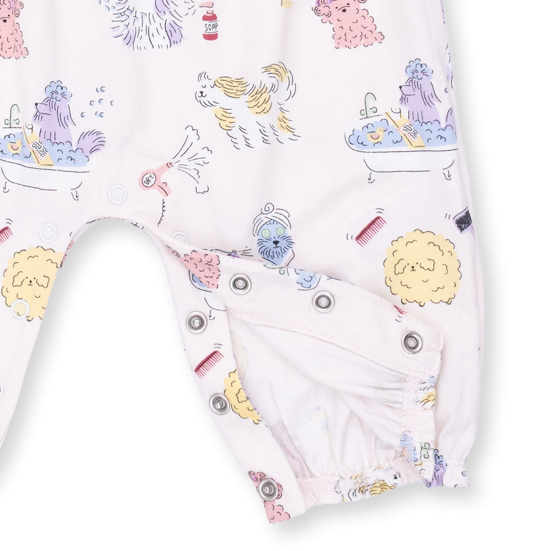 Angel Dear Spa Dogs Ruffle Sleeve Snap Romper Pink