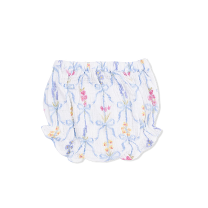 Baby Girl Floral Organic Muslin Ruffle Back Top & Bloomer Set