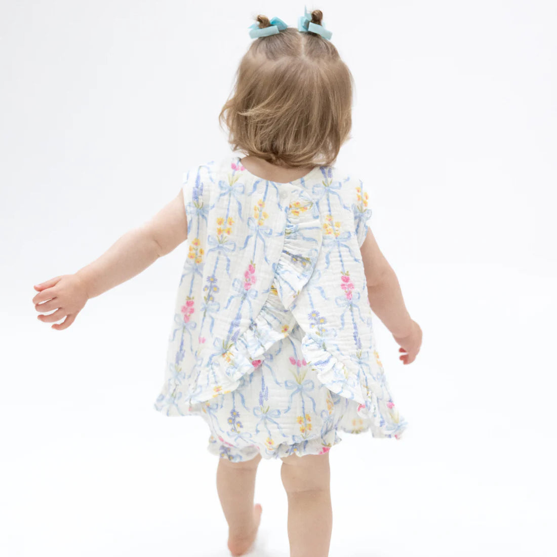 Baby Girl Floral Organic Muslin Ruffle Back Top & Bloomer Set