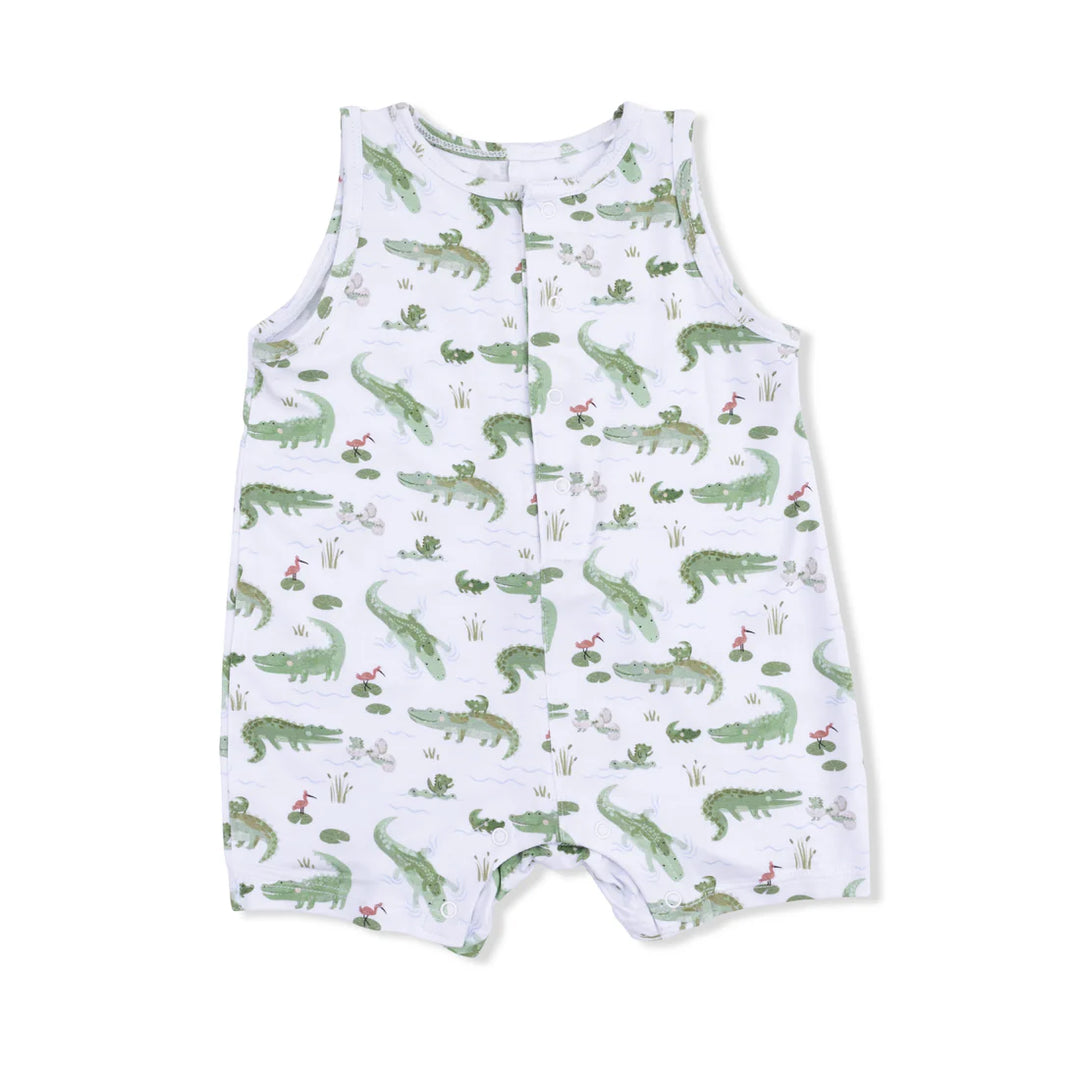 Crayon Alligators Sleeveless Bamboo Shortie Romper