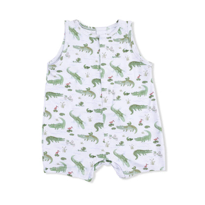 Crayon Alligators Sleeveless Bamboo Shortie Romper