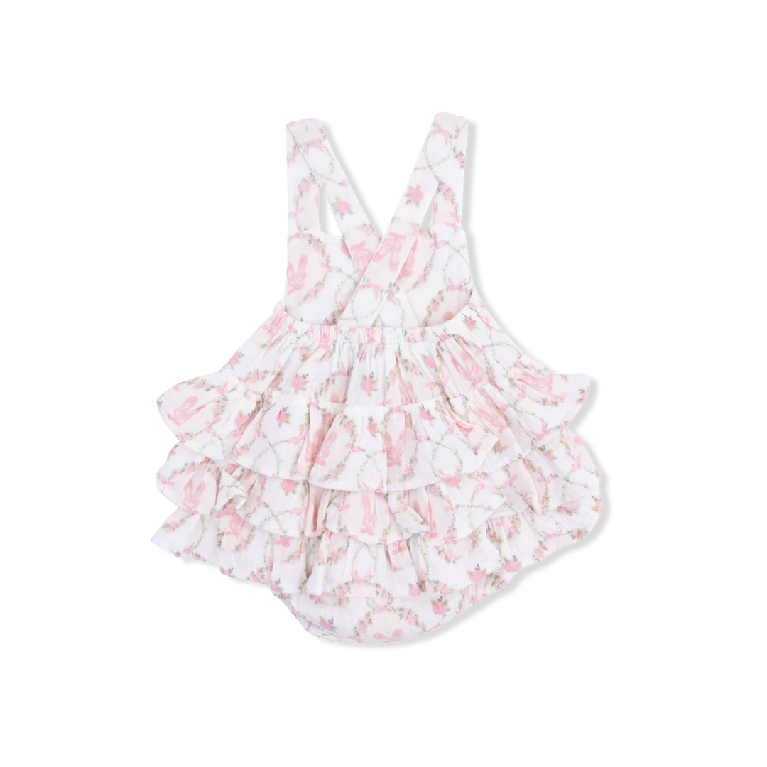 Cameo Ballet Shoes Organic Muslin Ruffle Sunsuit