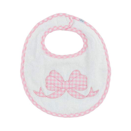 Pink Gingham Bow Bib