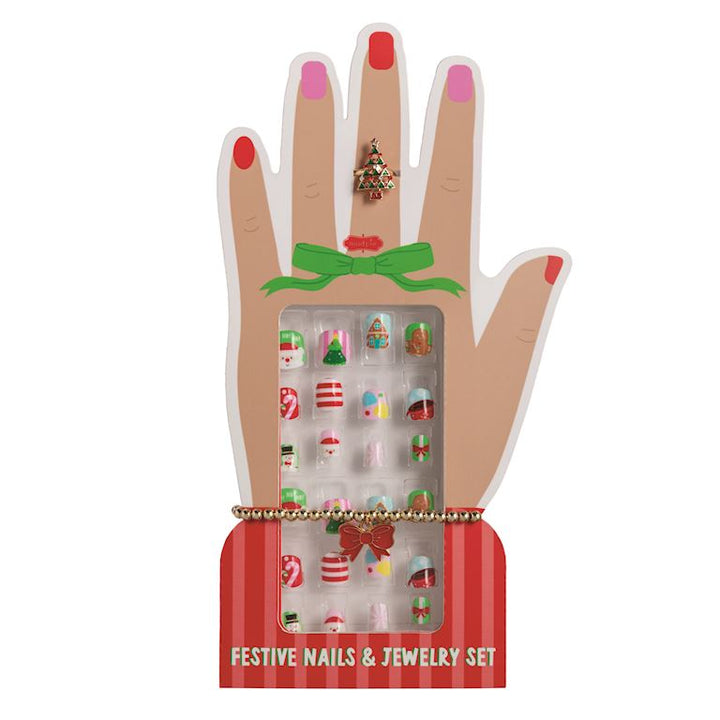 Mud Pie - Red Christmas Nails &amp; Jewelry Set