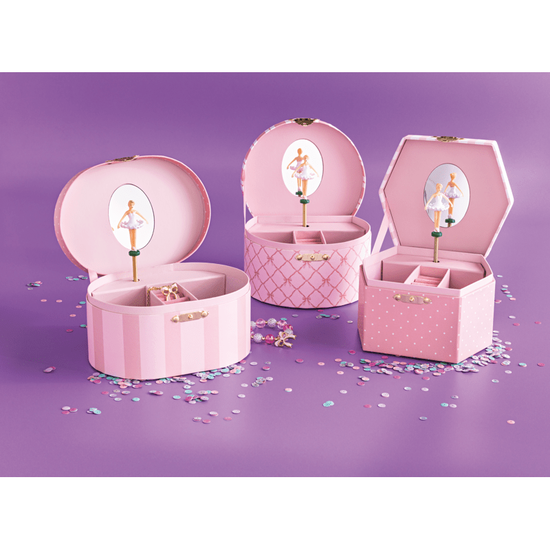 Pink Mud Pie musical jewelry box with a 3D mesh tutu and spinning ballerina inside.