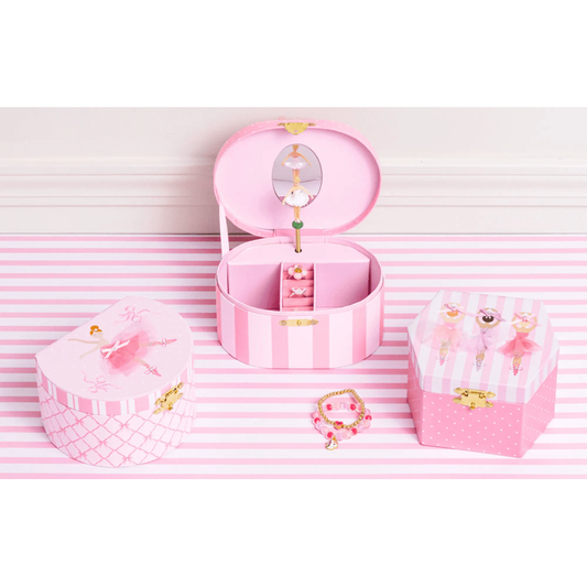 Group shot of the three styles: One Ballerina, Three Ballerinas, and the Tutu jewelry box.