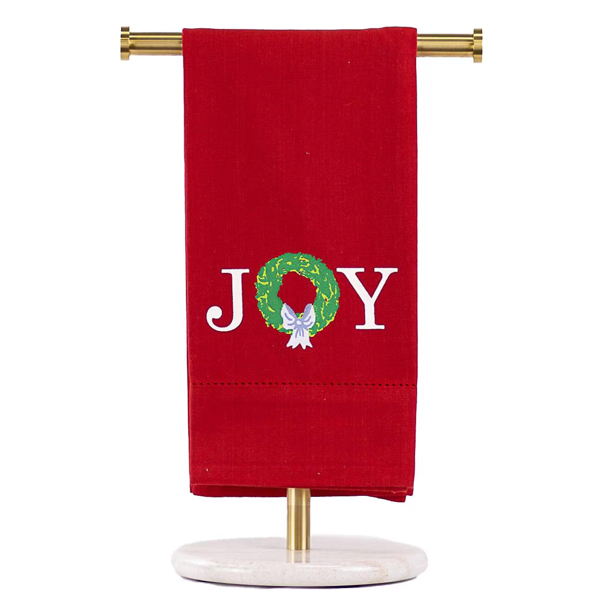Grand Joy Wreath Hemstitch Hand Towel by The Royal Standard