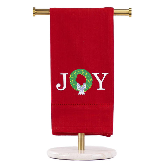 Grand Joy Wreath Hemstitch Hand Towel by The Royal Standard