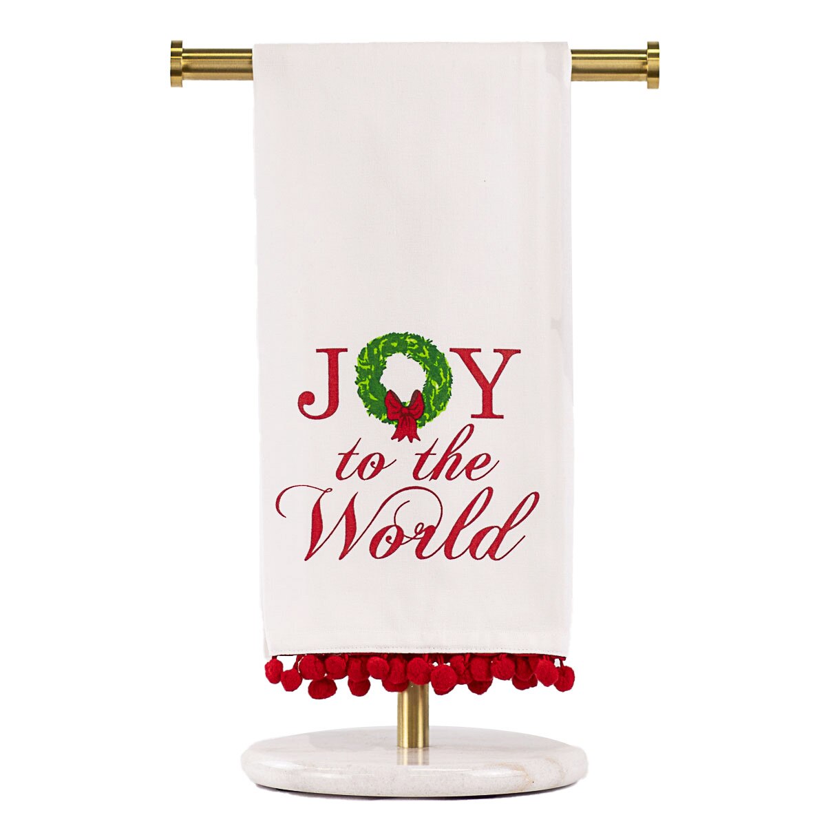 Grand Joy Wreath Pom Pom Hand Towel by The Royal Standard