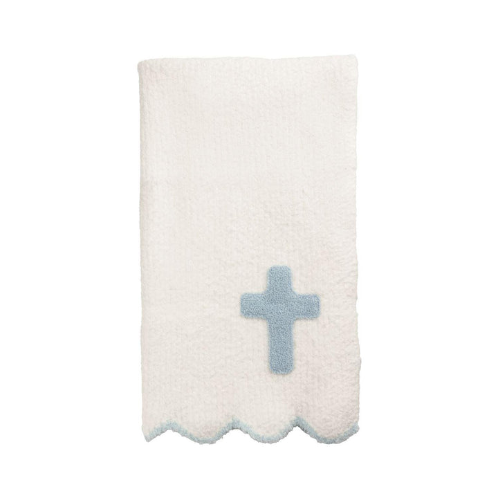 Mud Pie Blue Cross Chenille Blanket