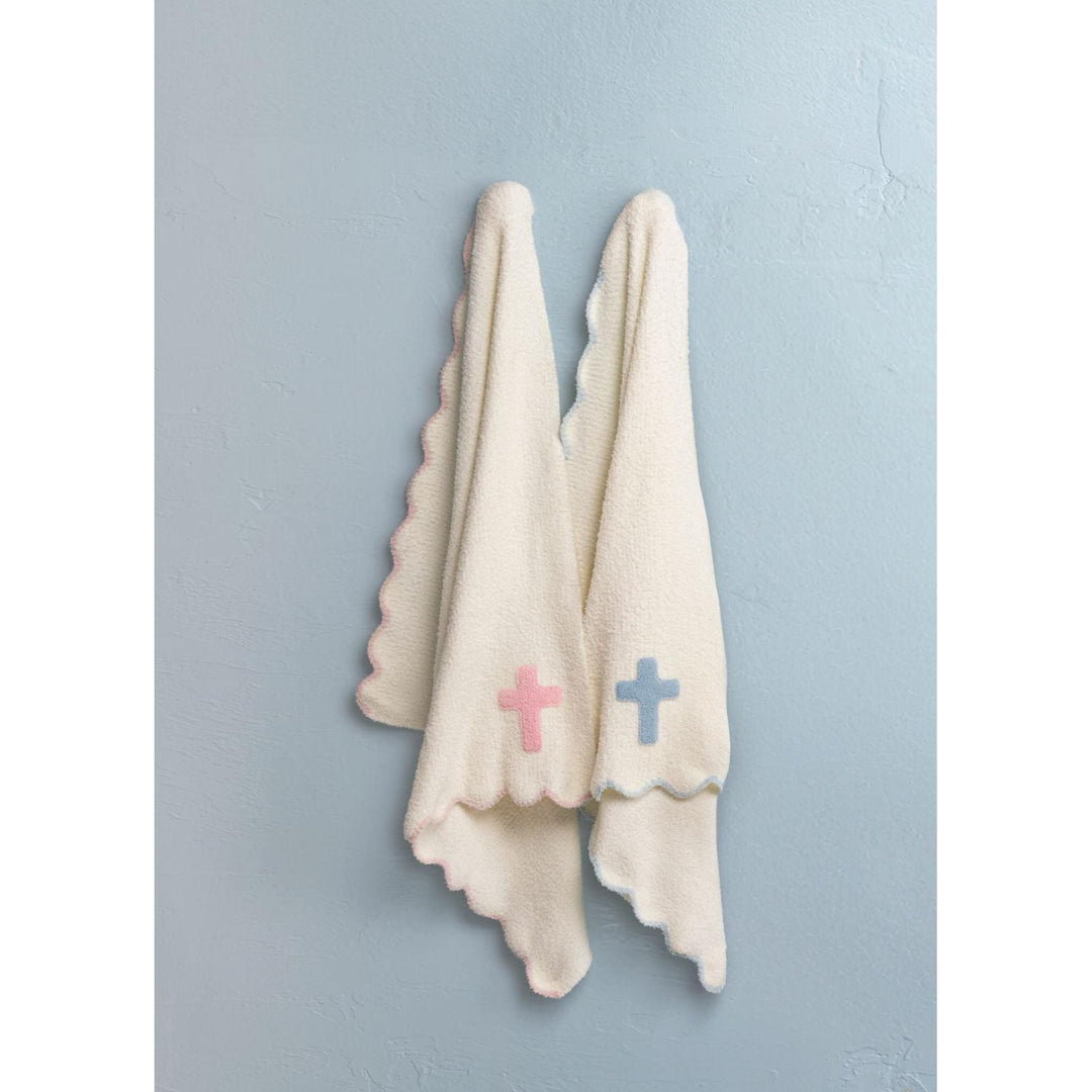 Pink Cross Chenille Blanket