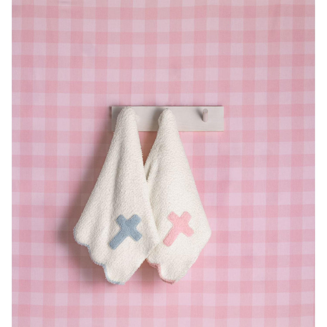 Mud Pie Blue Cross Chenille Blanket