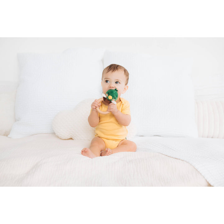 Pearhead Mallard Duck Wooden &amp; Plush Baby Teether
