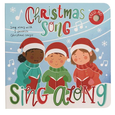 Mud Pie Christmas Sing-Along musical book featuring diverse kids singing in the snow.