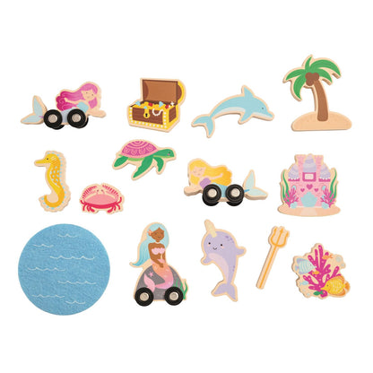 Mud Pie Wooden Toy Playsets - 8-Piece Themed Sets with Storage Tube