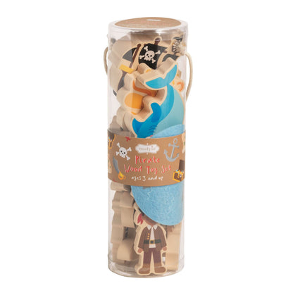 Mud Pie Wooden Toy Playsets - 8-Piece Themed Sets with Storage Tube