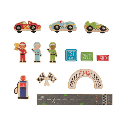 Mud Pie Wooden Toy Playsets - 8-Piece Themed Sets with Storage Tube