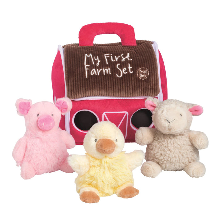 My First Farm Plush Set - 4-Piece Interactive Talking Animal &amp; Barn Set