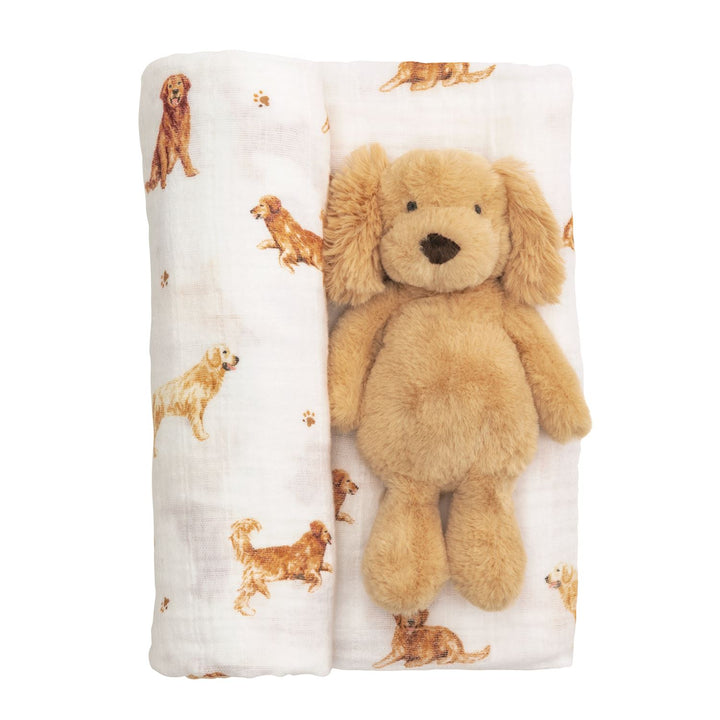 Mud Pie Retriever Swaddle &amp; Rattle Set