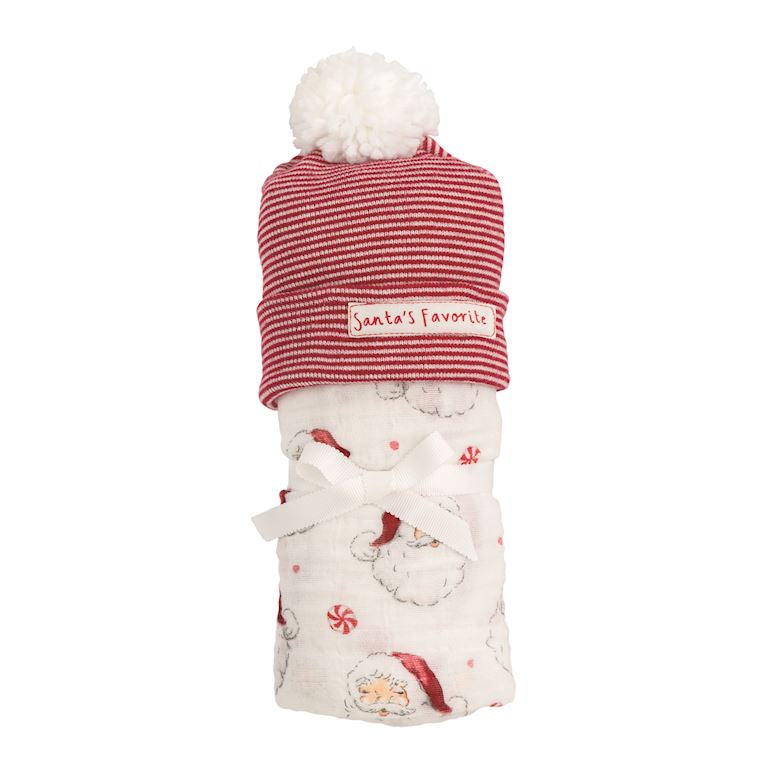 Mud Pie - Santa Swaddle &amp; Hat Set