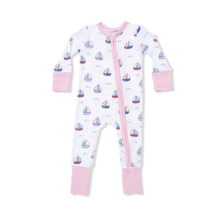 Bubbly Sailboats Pink Bamboo Convertible Romper