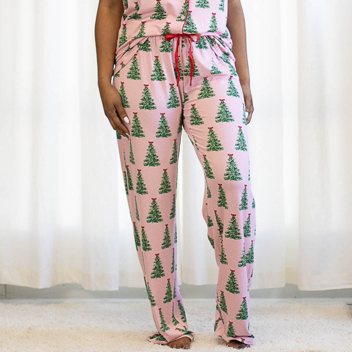 Noelle Tree Short Sleeve Button Up Sleep Shirt &amp; Pants