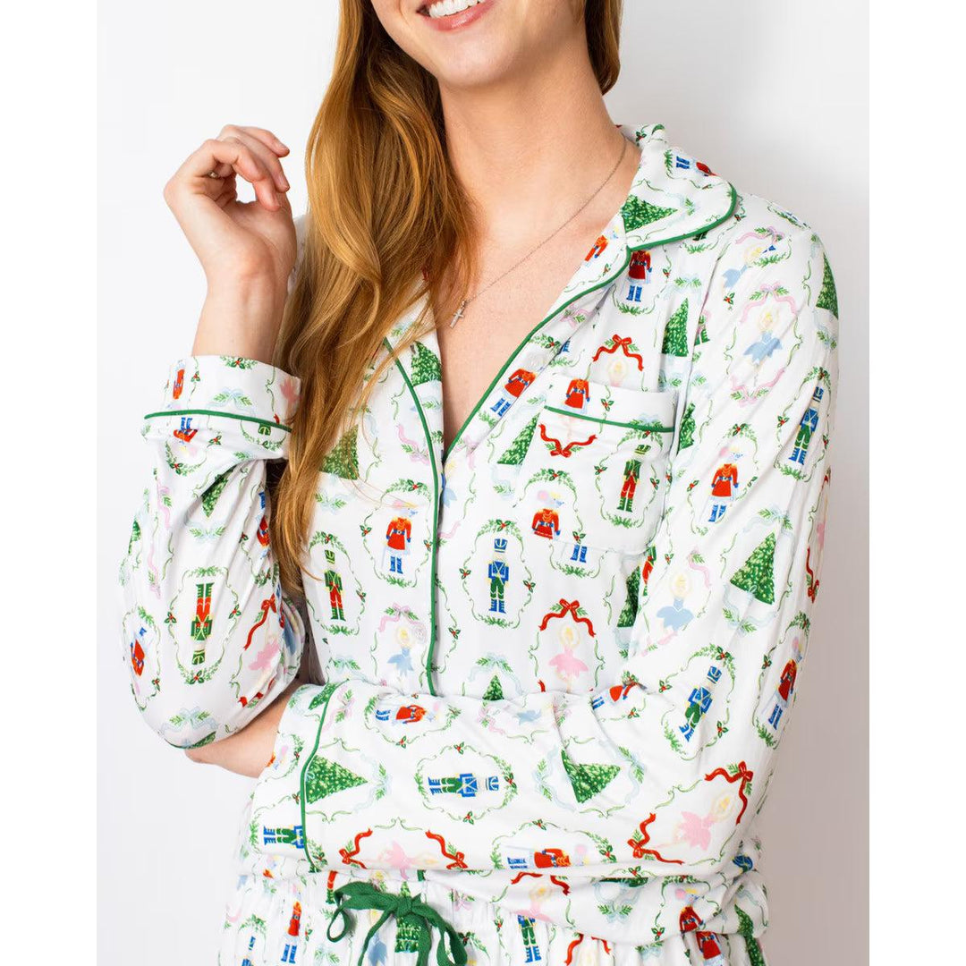 Women’s Nutcracker Waltz Long Sleeve Button Up Sleep Shirt &amp; Pants by The Royal Standard