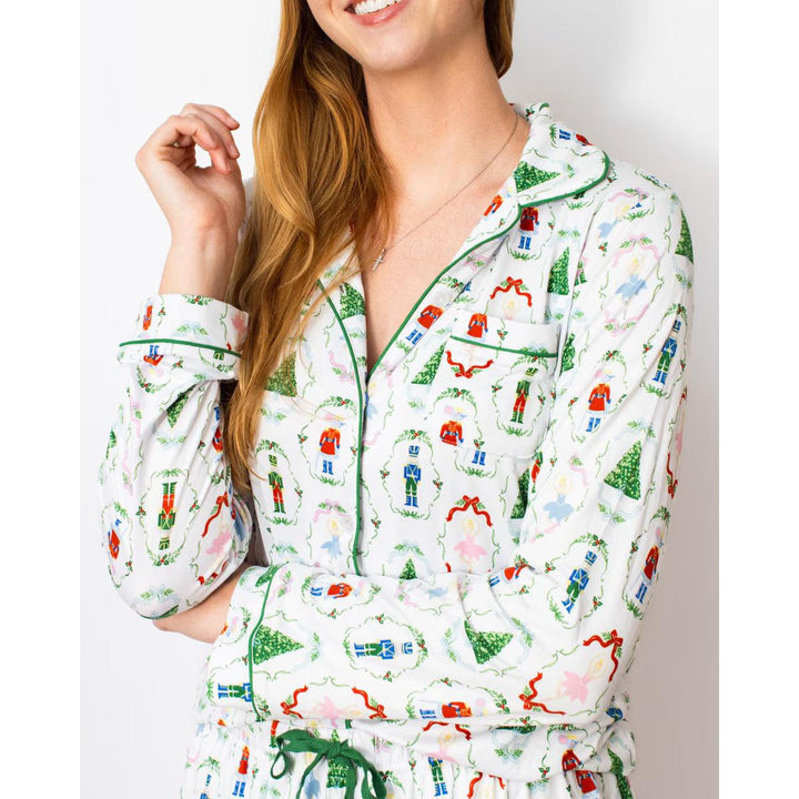 Women’s Nutcracker Waltz Long Sleeve Button Up Sleep Shirt &amp; Pants by The Royal Standard