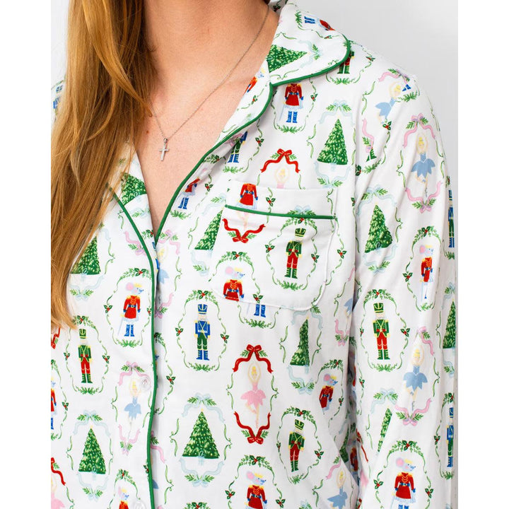 Women’s Nutcracker Waltz Long Sleeve Button Up Sleep Shirt &amp; Pants by The Royal Standard