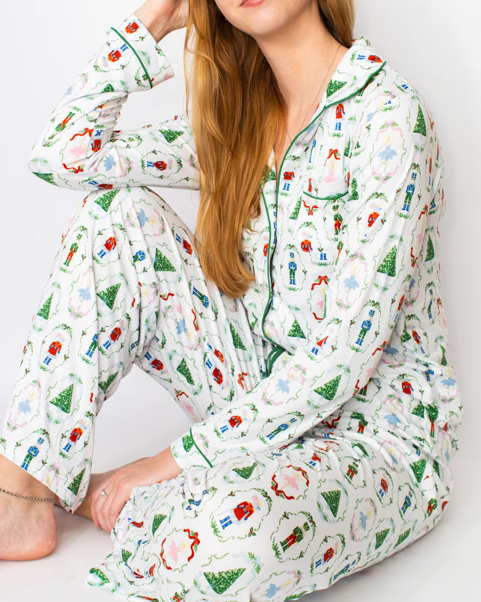 Women’s Nutcracker Waltz Long Sleeve Button Up Sleep Shirt & Pants by The Royal Standard