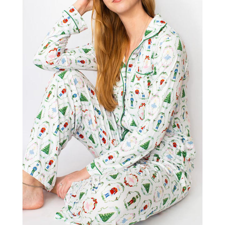 Women’s Nutcracker Waltz Long Sleeve Button Up Sleep Shirt &amp; Pants by The Royal Standard