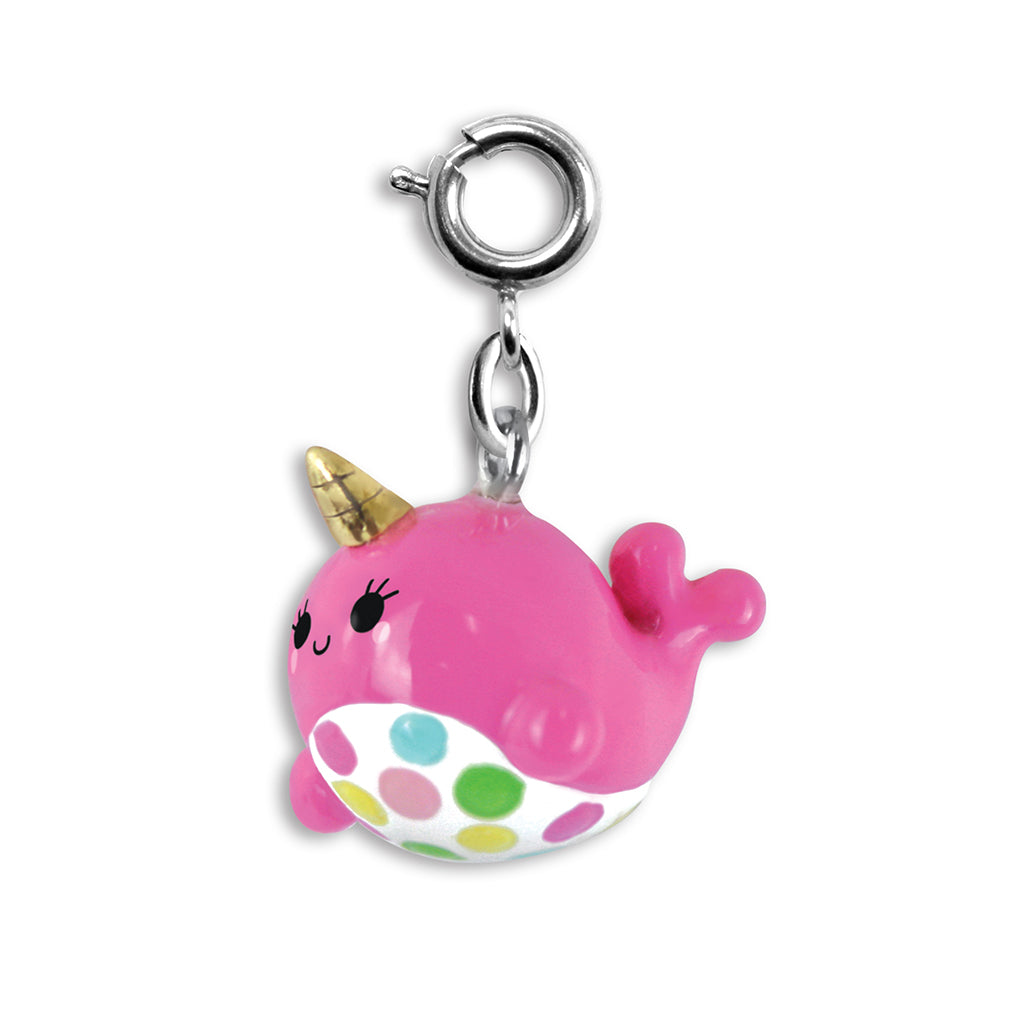Charm It Pink Narwhal charm, a 3D pink sea unicorn charm for girls bracelets