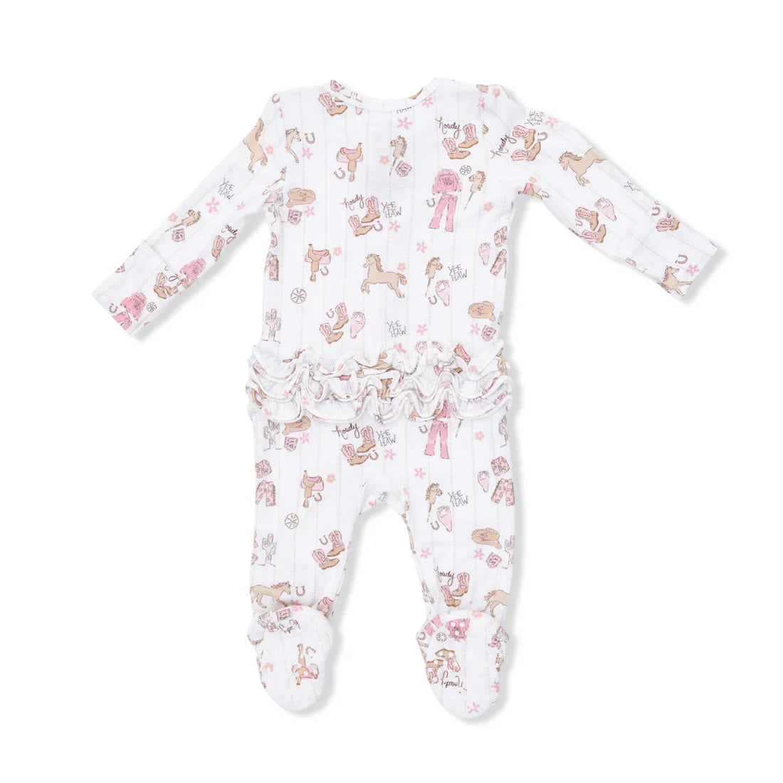 Cowgirl Nursery Bamboo 2-Way Ruffle Zipper Footie | Angel Dear