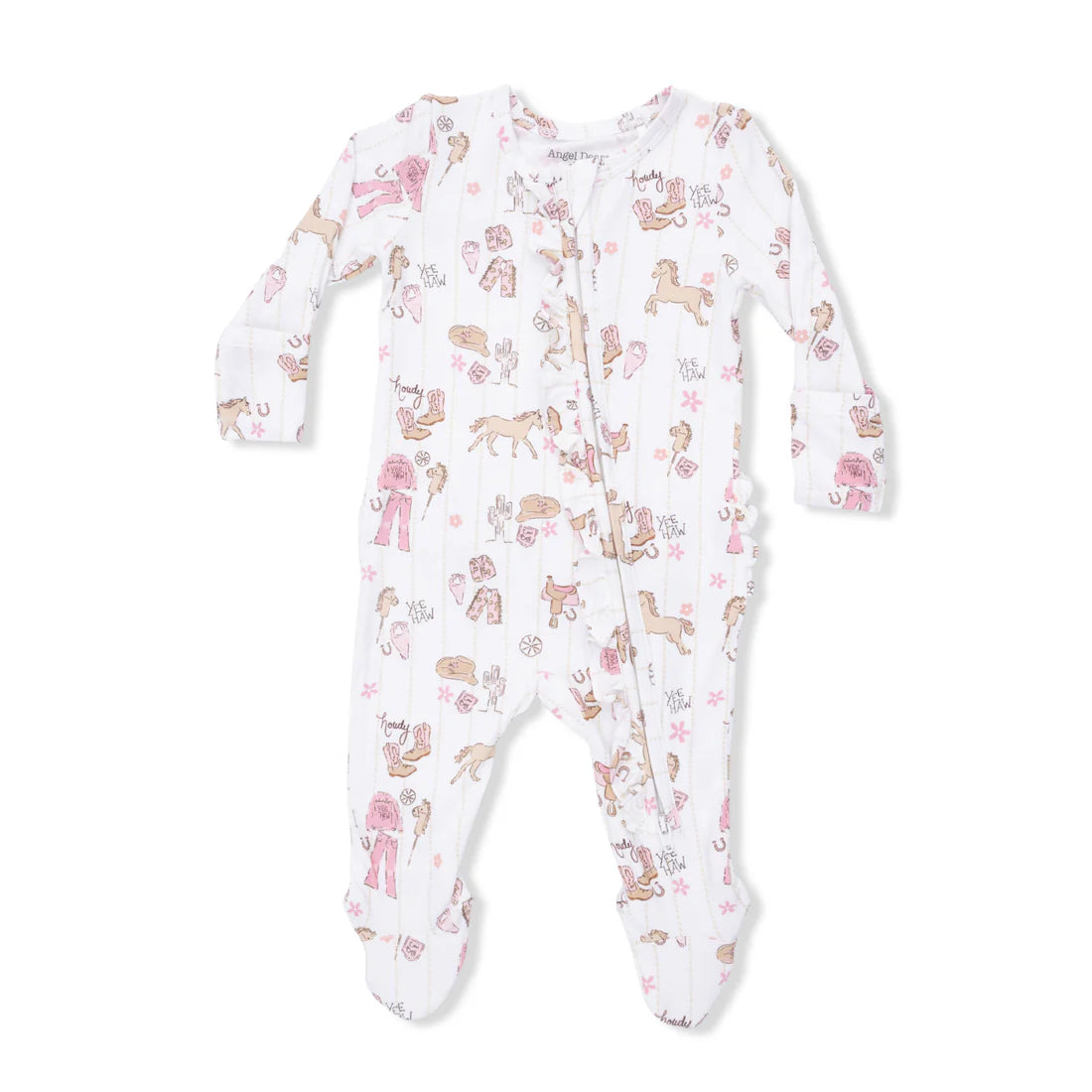 Cowgirl Nursery Bamboo 2-Way Ruffle Zipper Footie | Angel Dear