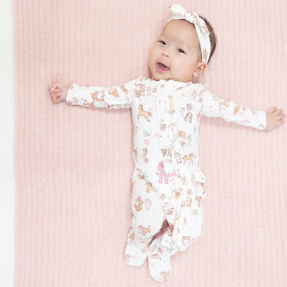 Cowgirl Nursery Bamboo 2-Way Ruffle Zipper Footie | Angel Dear