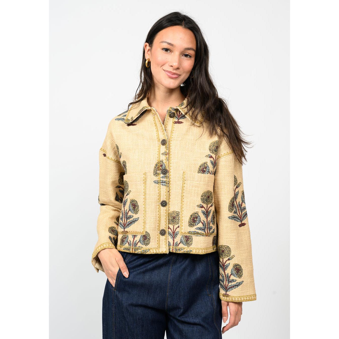 Lurex Block Print Jacket