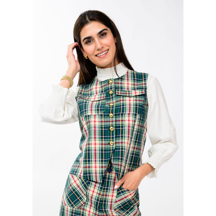 Ivy Jane hunter green tartan plaid vest, boutique women&