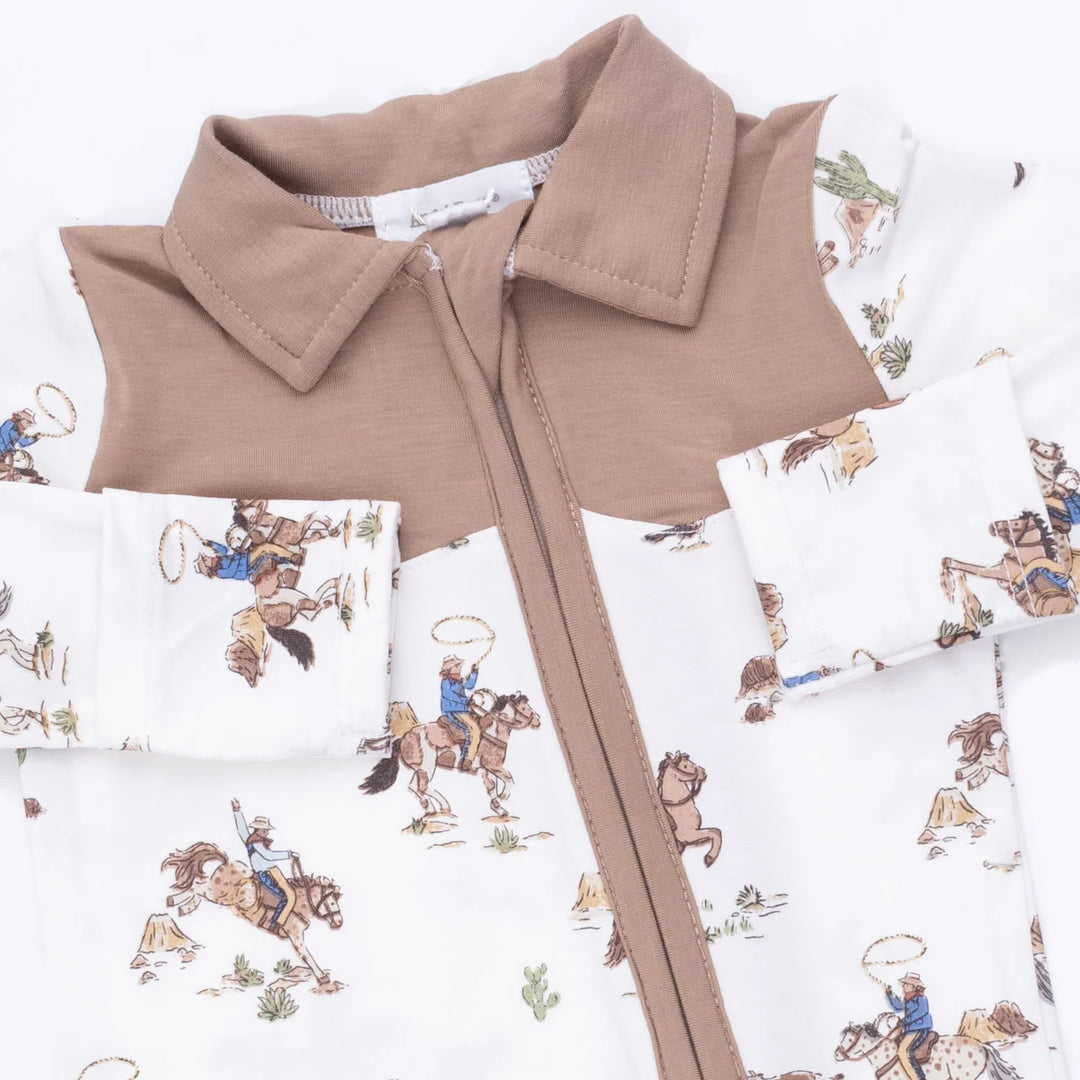 Angel Dear Horse Wrangler — Cowboy 2-Way Zipper Footie in Cream