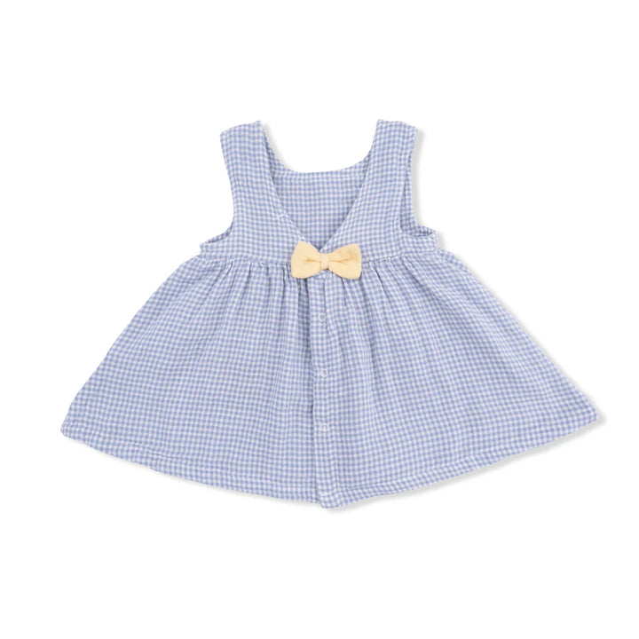 Blue Blizzard Organic Muslin Micro Gingham Dress &amp; Bloomer Set | Angel Dear