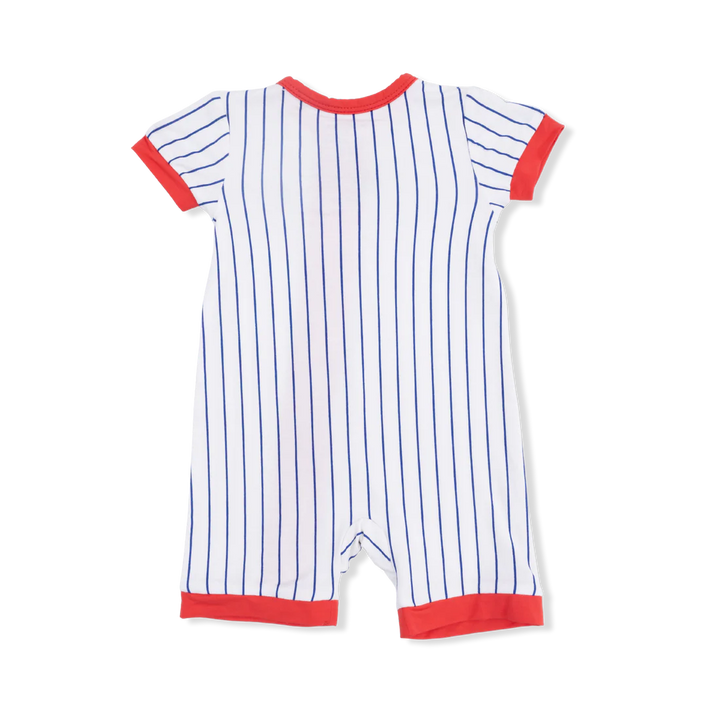 Baseball Stripe Bamboo Shortie 2-Way Zipper Romper | Angel Dear