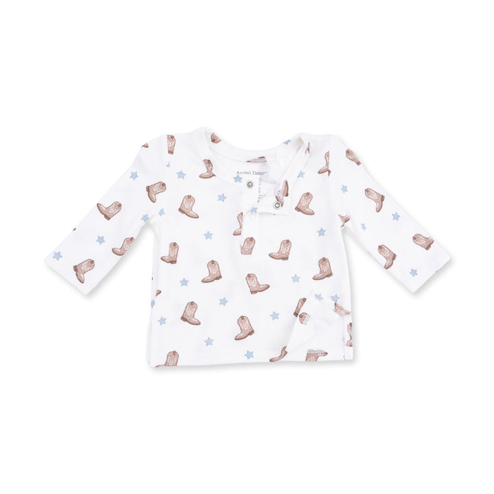 Angel Dear Mini Cowboy Boots Long Sleeve Henley Play Set Off White